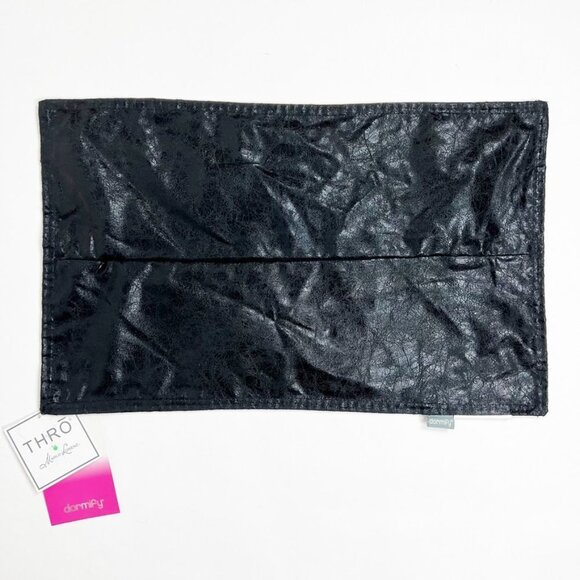 NWT THRO by Marlo Lorenz Crackle Suede Chain Trim Pillow Cover. Black. 12" x 20" - Picture 2 of 8